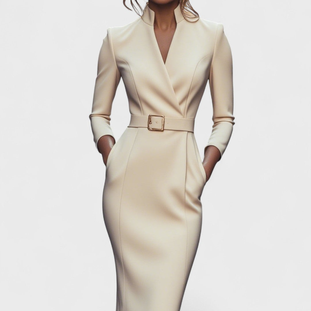 Rebeca – Elegantes Damen-Midikleid mit Wickeloptik und Gürtel - Image 7