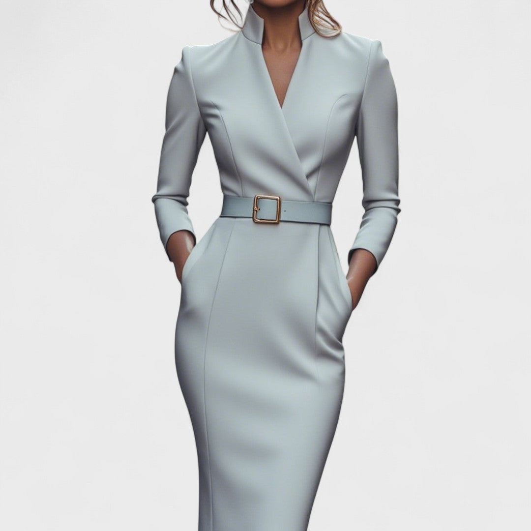 Rebeca – Elegantes Damen-Midikleid mit Wickeloptik und Gürtel - Image 5