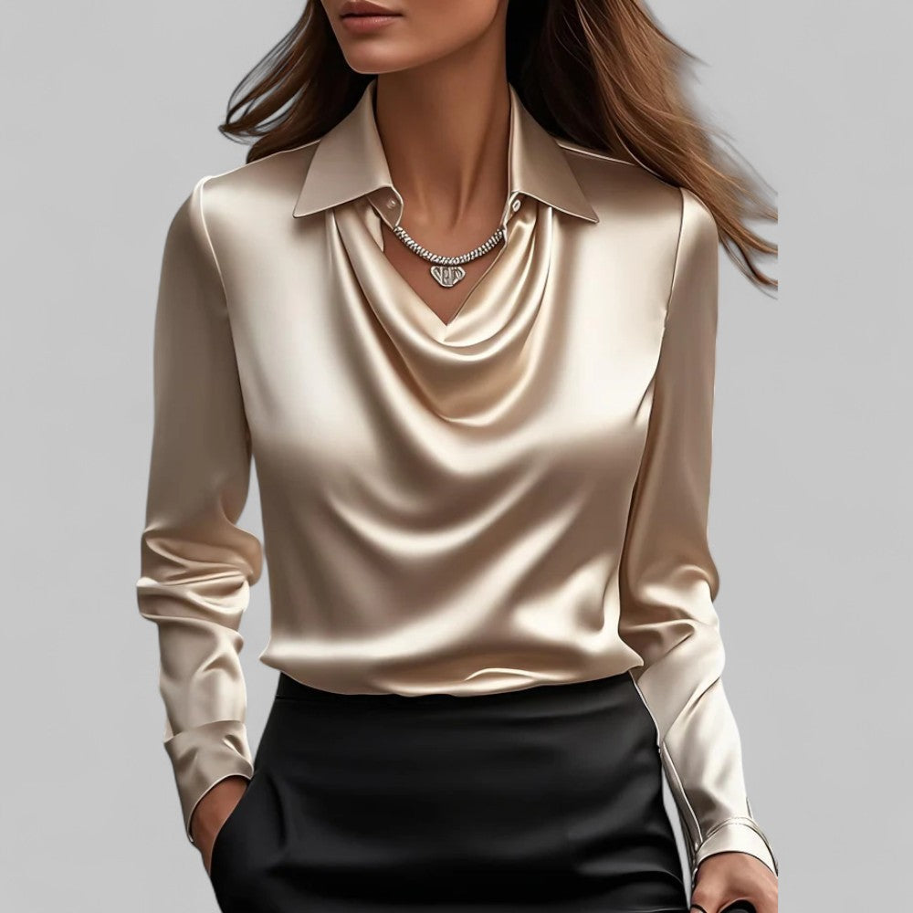 Victoria – Elegante Damenbluse mit fließendem Wasserfallausschnitt - Image 4