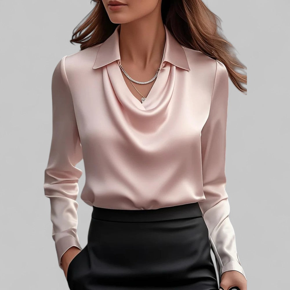Victoria – Elegante Damenbluse mit fließendem Wasserfallausschnitt - Image 8