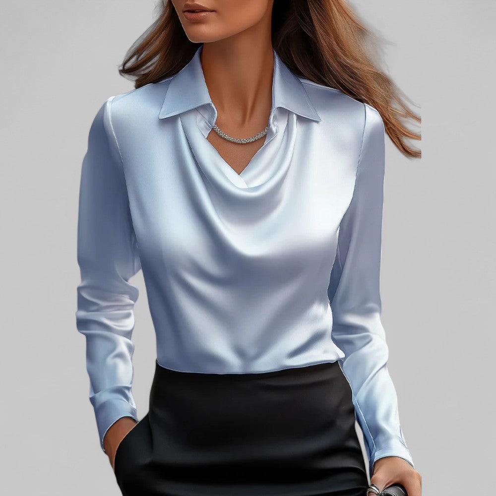 Victoria – Elegante Damenbluse mit fließendem Wasserfallausschnitt - Image 5
