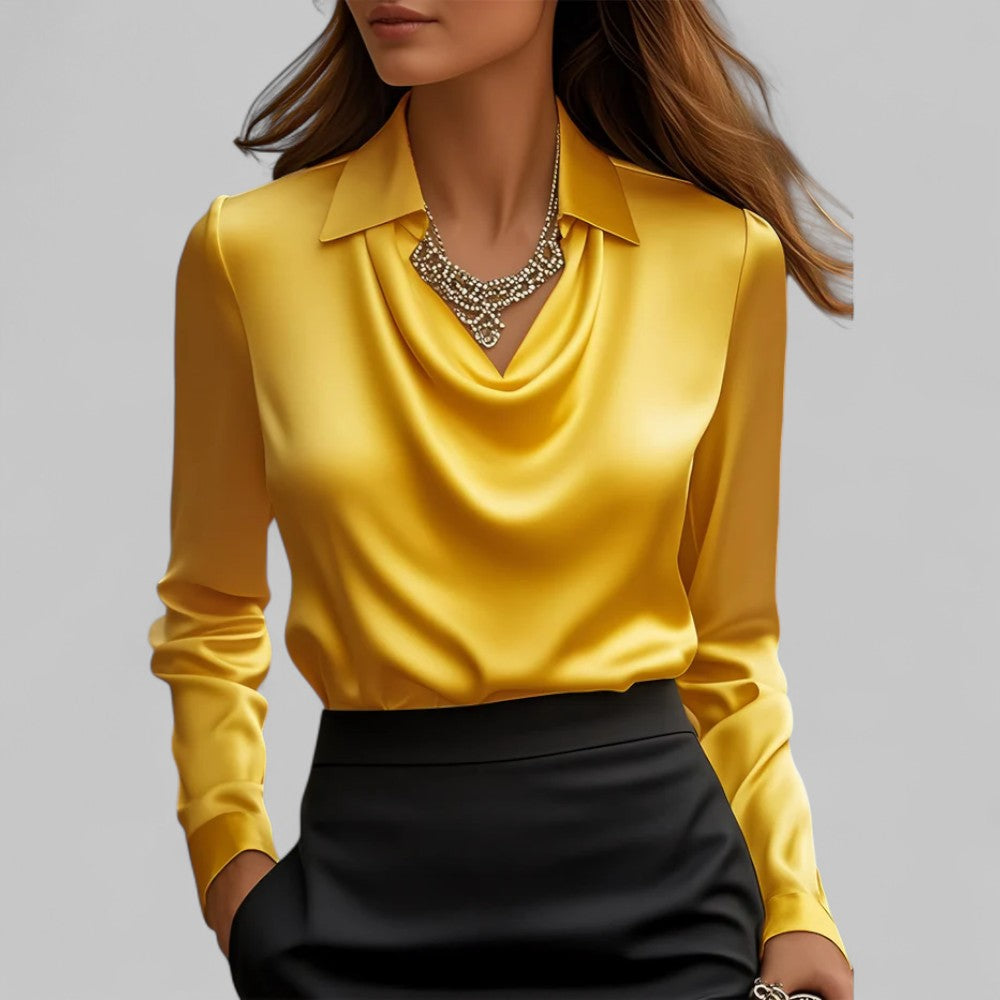 Victoria – Elegante Damenbluse mit fließendem Wasserfallausschnitt - Image 9