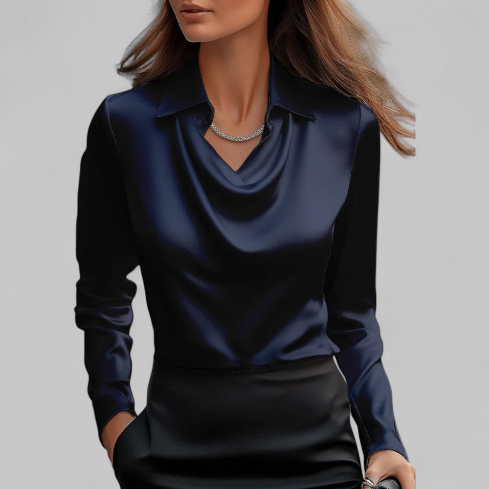 Victoria – Elegante Damenbluse mit fließendem Wasserfallausschnitt - Image 3