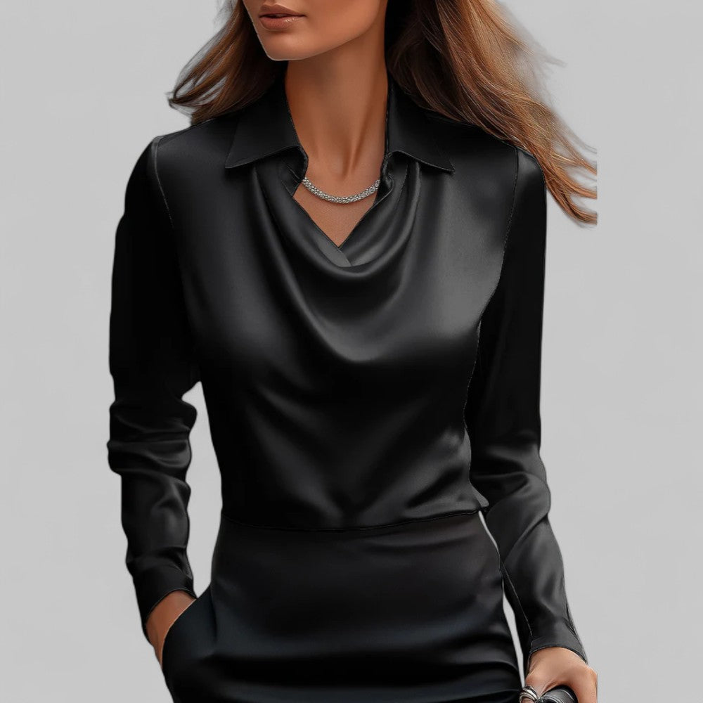 Victoria – Elegante Damenbluse mit fließendem Wasserfallausschnitt - Image 2