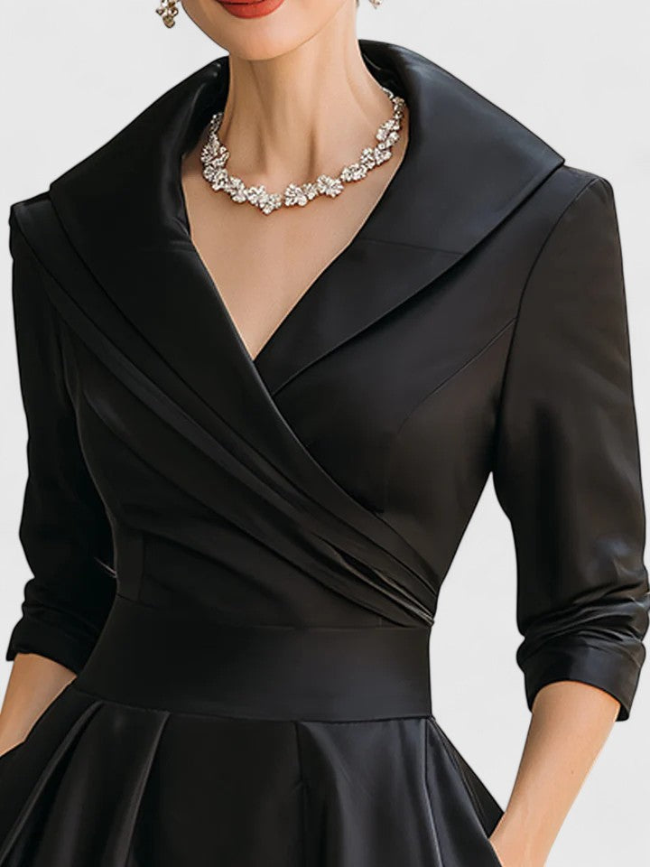 Ewelina – Elegantes Midikleid mit Wickeloptik und ausgestelltem Rock
