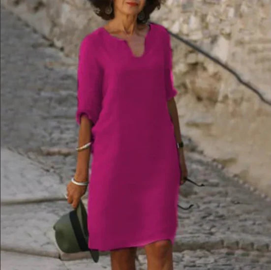 Nina – Geradliniges Midikleid mit V-Ausschnitt